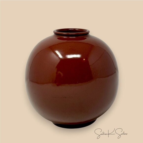 Ceramic Round Chocolate Decorative Vase Dark Red -‎ Threshold Studio McGee - Picture 4 of 4